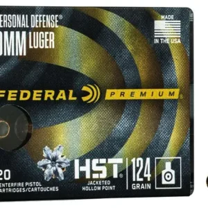 FEDERAL PREMIUM HST AMO 9MM 124GR HST JHP PERSONAL DEFENSE 20RD (10 BOX CASE)