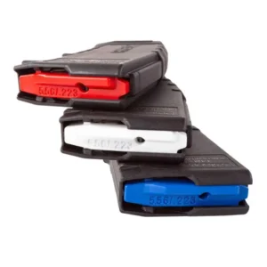 AMEND2 M2 5.56MM 30RD AR15 3 PACK WITH RED/WHITE/BLUE  FOLLOWER BLACK POLYMER MAG  ( 16 PER CASE )