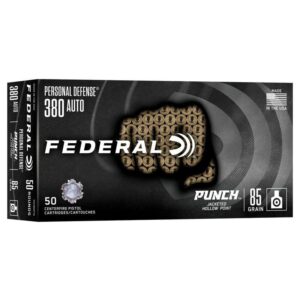 Federal Personal Defense Punch Handgun Ammunition .380 Auto 85gr JHP 1000 fps 50/ct