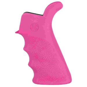 Hogue AR-15/M-16 Rubber Beavertail Grip with Finger Grooves-Pink