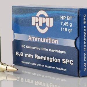 PPU Standard Rifle Ammunition 6.8mm SPC 115 gr HPBT 2624 fps 20/ct