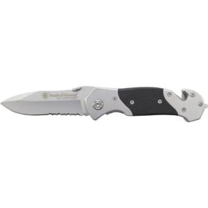 Smith & Wesson 1st Response Drop Point Folding Knife 3 3/10" Blade Black and Silver
