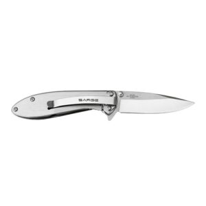 Sarge Knives Hawk Swift Assist Folder Knife 3-1/8" Clip Point Blade Chrome