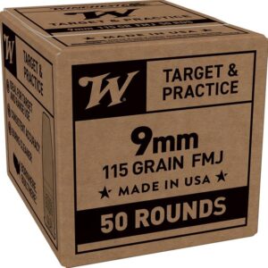 Winchester Service Grade Handgun Ammunition 9mm Luger 115gr FMJ 1300fps 50/ct