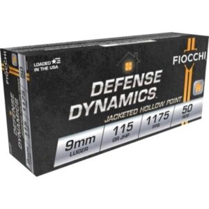 Fiocchi Pistol Shooting Dynamics Handgun Ammunition 9mm Luger 115 gr JHP 1175 fps 50/ct