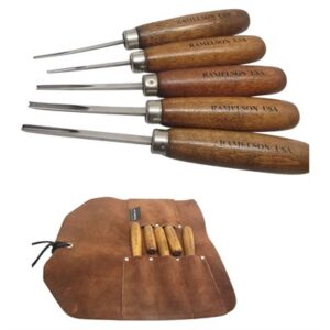 V&U CHISEL CARVING SET CHECKERING & RESORATION W/CASE 5PC