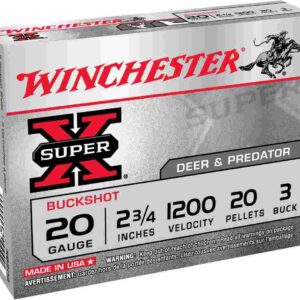 Winchester Super X Buckshot Shotshells 20 ga 2-3/4" 1200 fps #3 15/ct