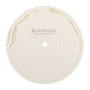 MUSLIN POLISH WHEEL, STITCHED, 8'' X 3/8'' THICK, 1/2'' ARBOR