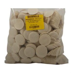 HEAVY DUTY COTTON ROUND PATCHES,1.125''/.25-.284 CAL, 1000 PK
