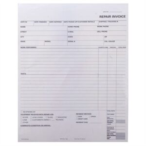 REPAIR LOG INVOICE FORMS, 2-PART, 100 PACK