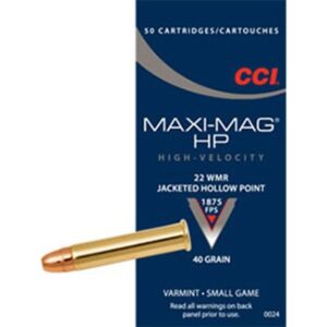 22 WMR 40GR JACKETED HOLLOW POINT 50/BOX
