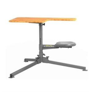 STABLE TABLE BR SHOOTING BENCH W/RED OAK TABLE & STEEL FRAME