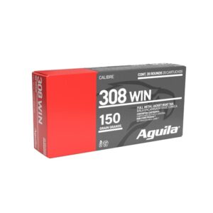 Aguila Rifle Ammunition .308 Win 150 gr FMJBT 2760 fps 20/ct
