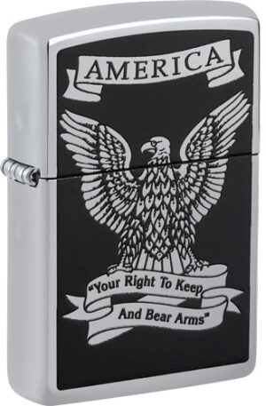 ZIPPO WINDPROOF LIGHTER EAGLE - RIGHT TO BEAR ARMS