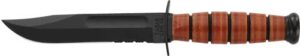 KA-BAR FIGHTING/UTILITY KNIFE - 5.25" SHRT W/LTHR USMC SERRTD
