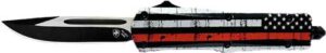 TEMPLAR KNIFE LARGE OTF BACK - THE RED 3.5" BLK DROP POINT