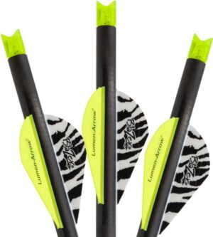 LUMENOK XBOW ARROW 20" CARBON - GRN LIGHTED CRESCENT NOCK 3PK
