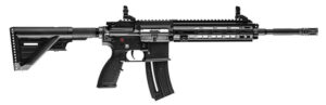 H&K HK416 .22 LR semi-automatic rifle with 16.1-inch threaded barrel and retractable stock