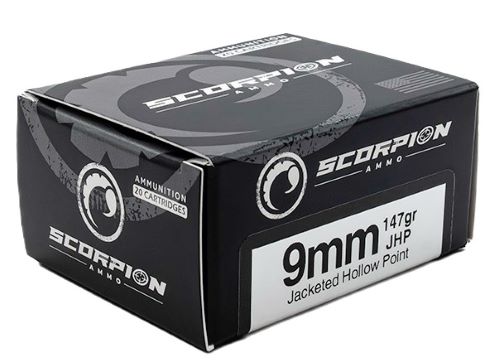 SCORPION 9MM LUGER - 147GR JHP 20RD 10BX/CS - Scorpion Ammo