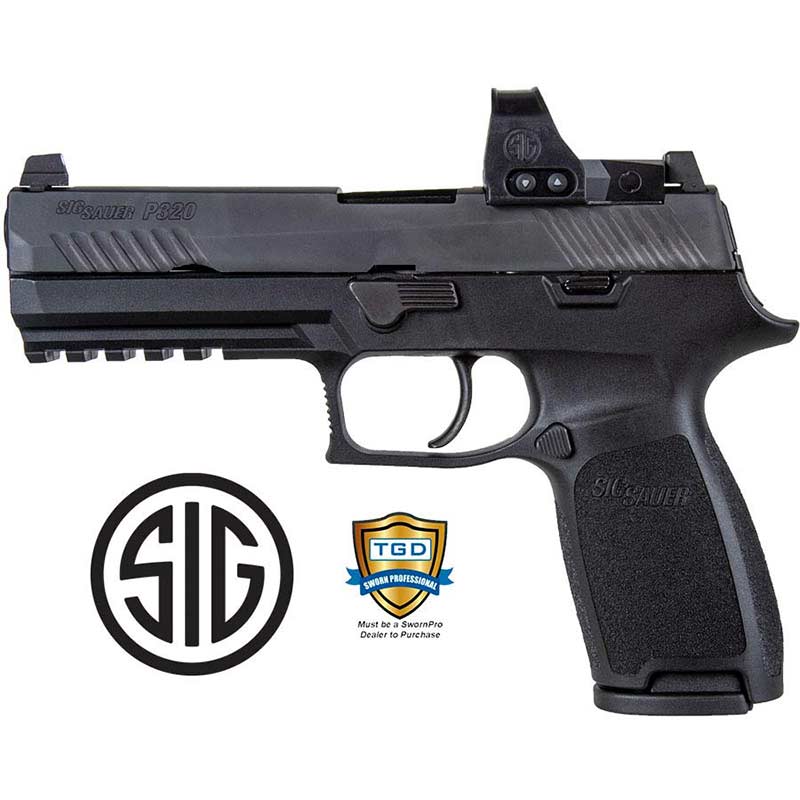 320 Fullsize 9MM 4.7 inch 17 Round Black wNight Sight and Romeo 1 Pro - Sig Sauer